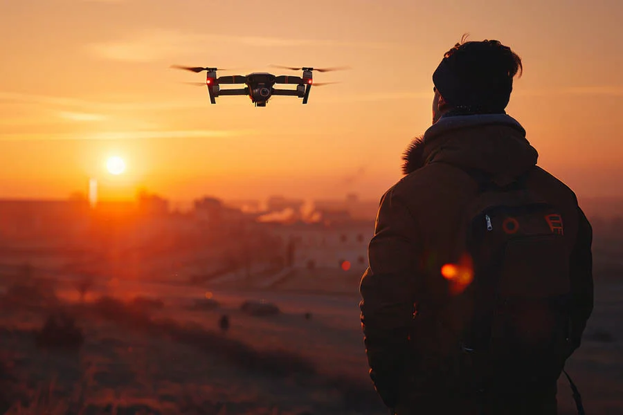 flying a drone with camera